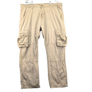 LRGeans Men's Cargo Pants Tan Size 42 Flat Front Multi-Pocket Cotton Casual